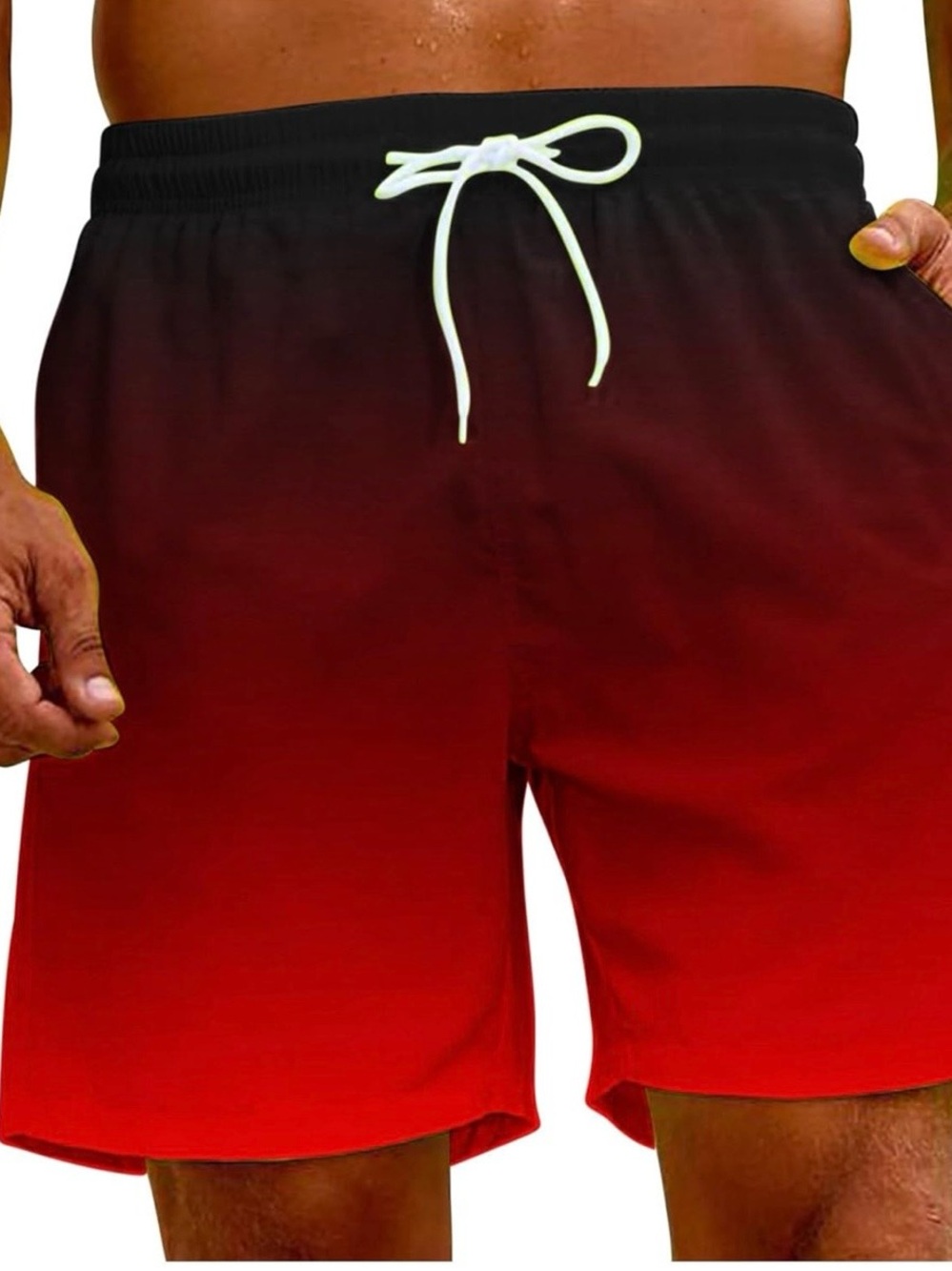 Men’s Red & Black Swim Trunks XL Vacation Core Modern Utility